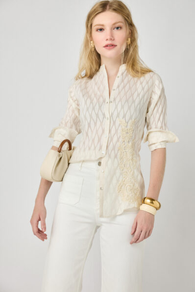 Evelyn Cream Hand Woven Shirt
