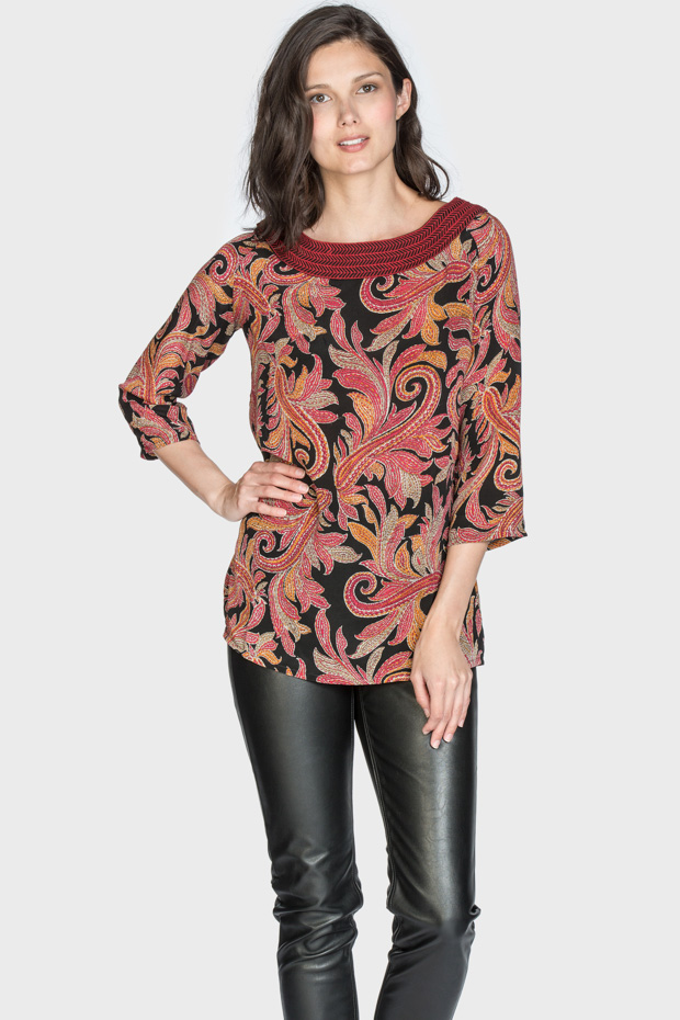 Sasha Garnet Silk Top - Amaya Textiles