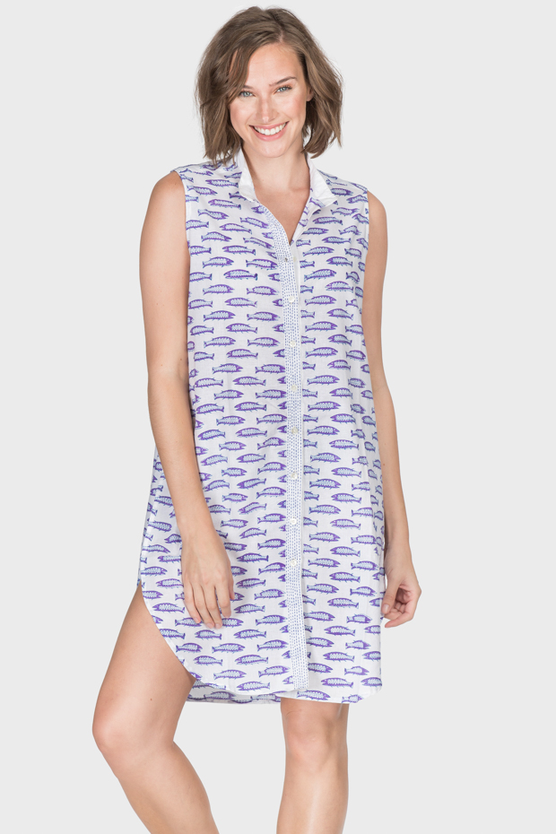 white cotton sleeveless dress