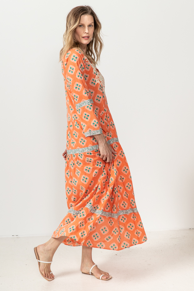 Nancie Cotton Mango Dress - Amaya Textiles