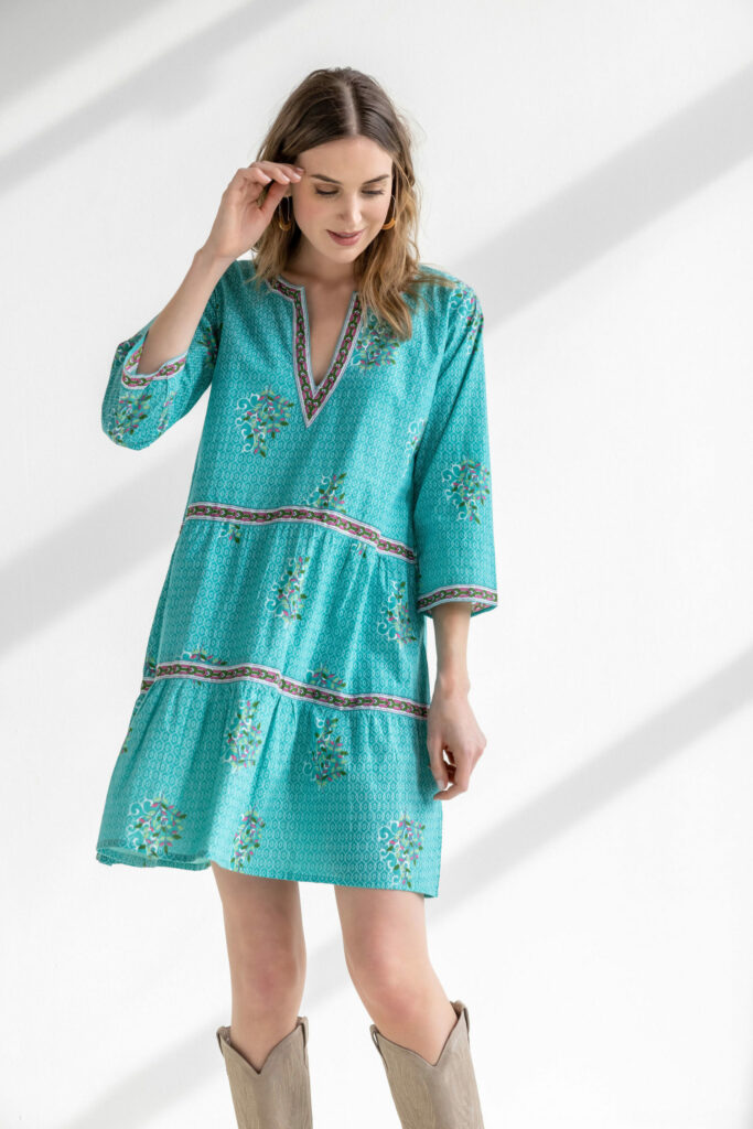 Nola Turquoise Cotton Dress Nola Turquoise Cotton Dress