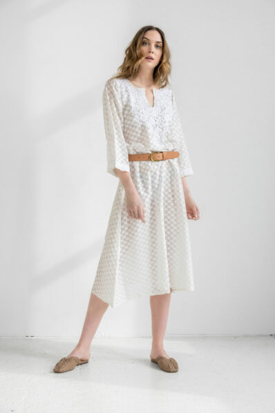 Belle Cream Hand Woven Dress