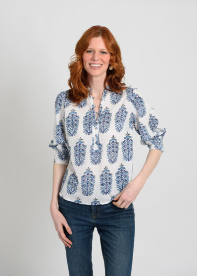 Dee Blue and White Cotton Shirt