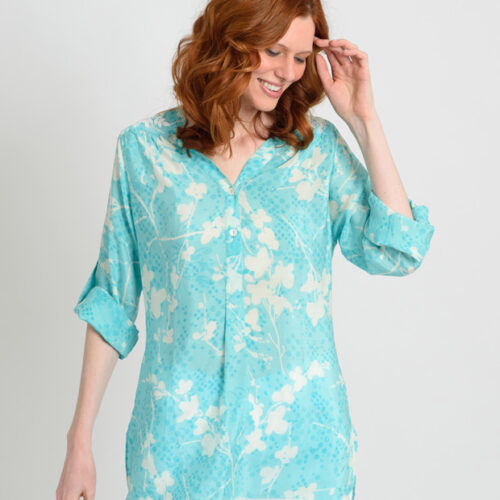 Katherine Capri Blue Silk Crepe Shirt