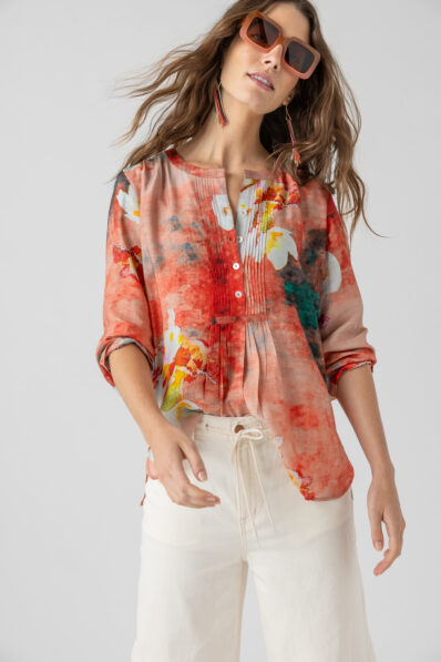 Ariane Coral Print Top