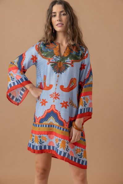 Rosalie Blue Pineapple Print Dress