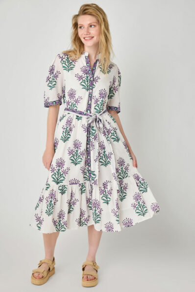 Gisele Lavender and White Block Print Dress